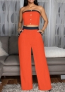2025 Women's Sexy Color-Block Halter Top & Wide-Leg Pants Set – High Waist Straight Cut with Decorative Buttons