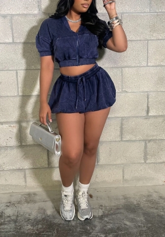 New Women's Casual Washed Lantern Skirt Set - Summer Linen Outfit